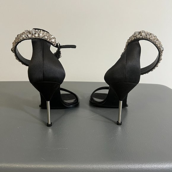 NWOT ALEXANDER MCQUEEN Crystal Strap Sandal in Black/Crystal/Silver (41.5) - Picture 5 of 9